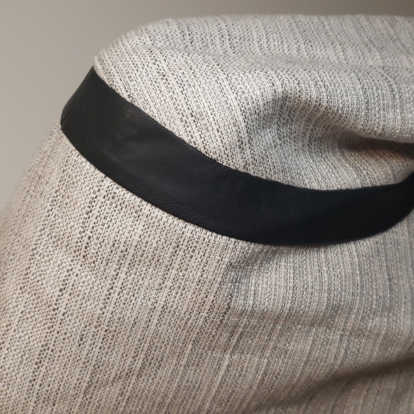 HARVE BENARD Cropped Linen Blazer with Faux Tweed Leather Trim - Picture 5 of 9